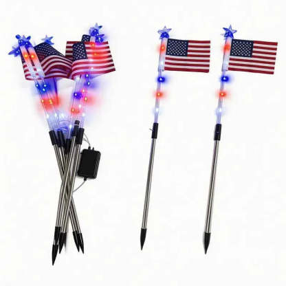 🚩8-Piece Flag Light Set – 4th of July Decorations with 8 Lighting Modes – 🎆Ideal for Independence Day Pathways, Gardens, and Yard Decor