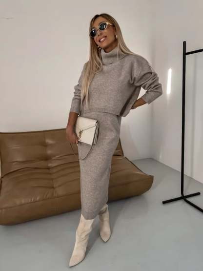 💥Midi Dress and Turtle Neck Sweater Set