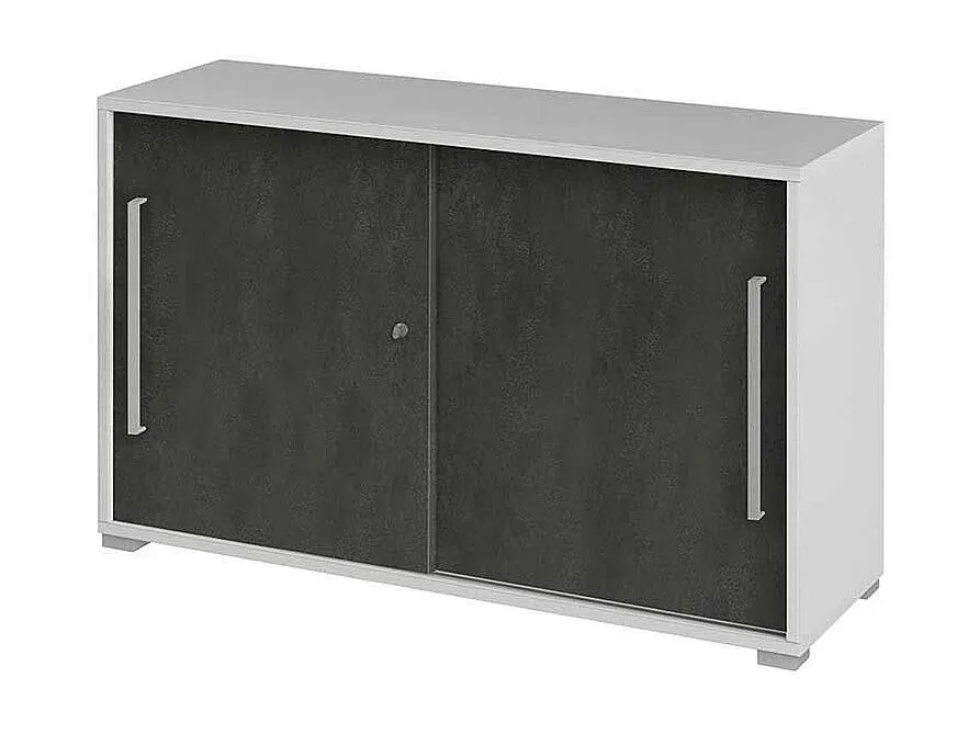 Metall-Büroschrank mit Schloss und Schiebetüren, Weiß-Grau-nestelivoa.com