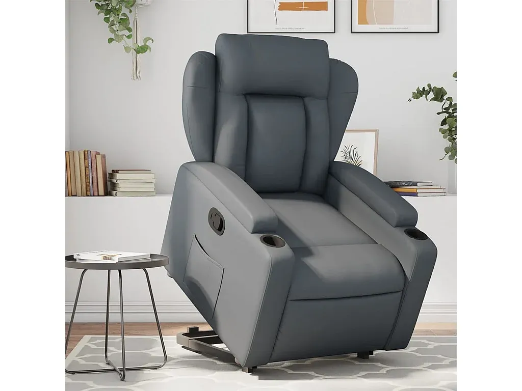 Bequemer Relaxsessel mit Liftfunktion Kunstleder Grau-nestelivoa.com