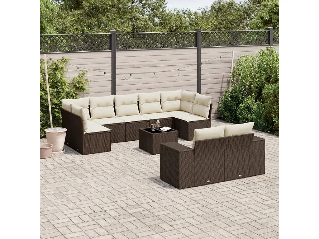 Moderne Garten-Lounge-Sofagarnitur aus Poly Rattan Braun-nestelivoa.com