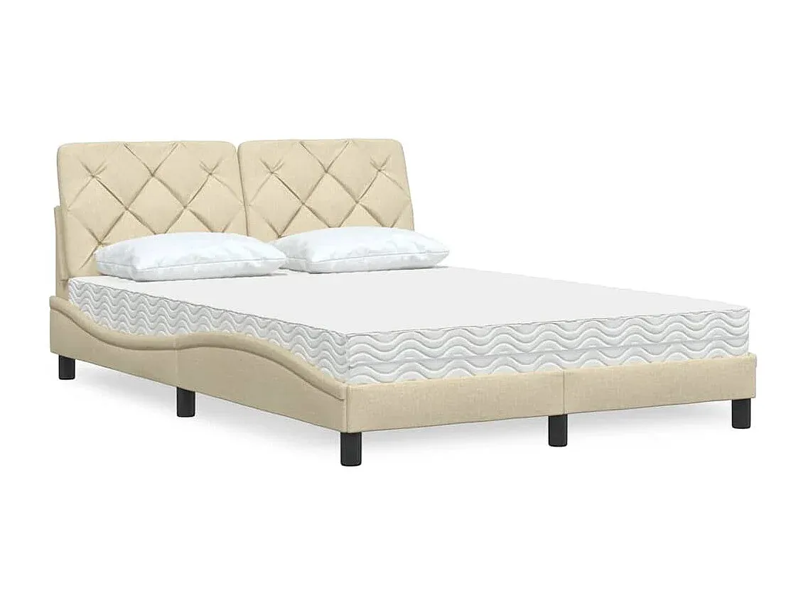 Stoffbett 120x200 cm in Creme mit Matratze-nestelivoa.com