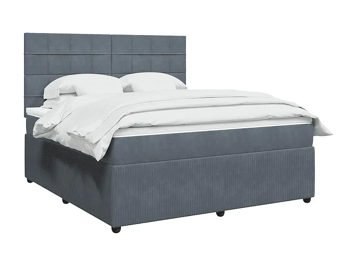 Komfortables Doppelbett aus Samtstoff in Dunkelgrau 180x200 cm-nestelivoa.com