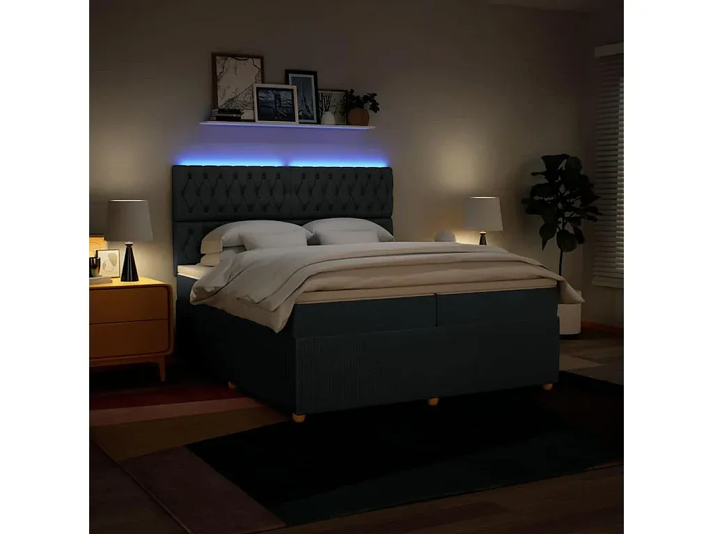 Komfortables Doppelbett mit Matratze in Blau Stoff-nestelivoa.com
