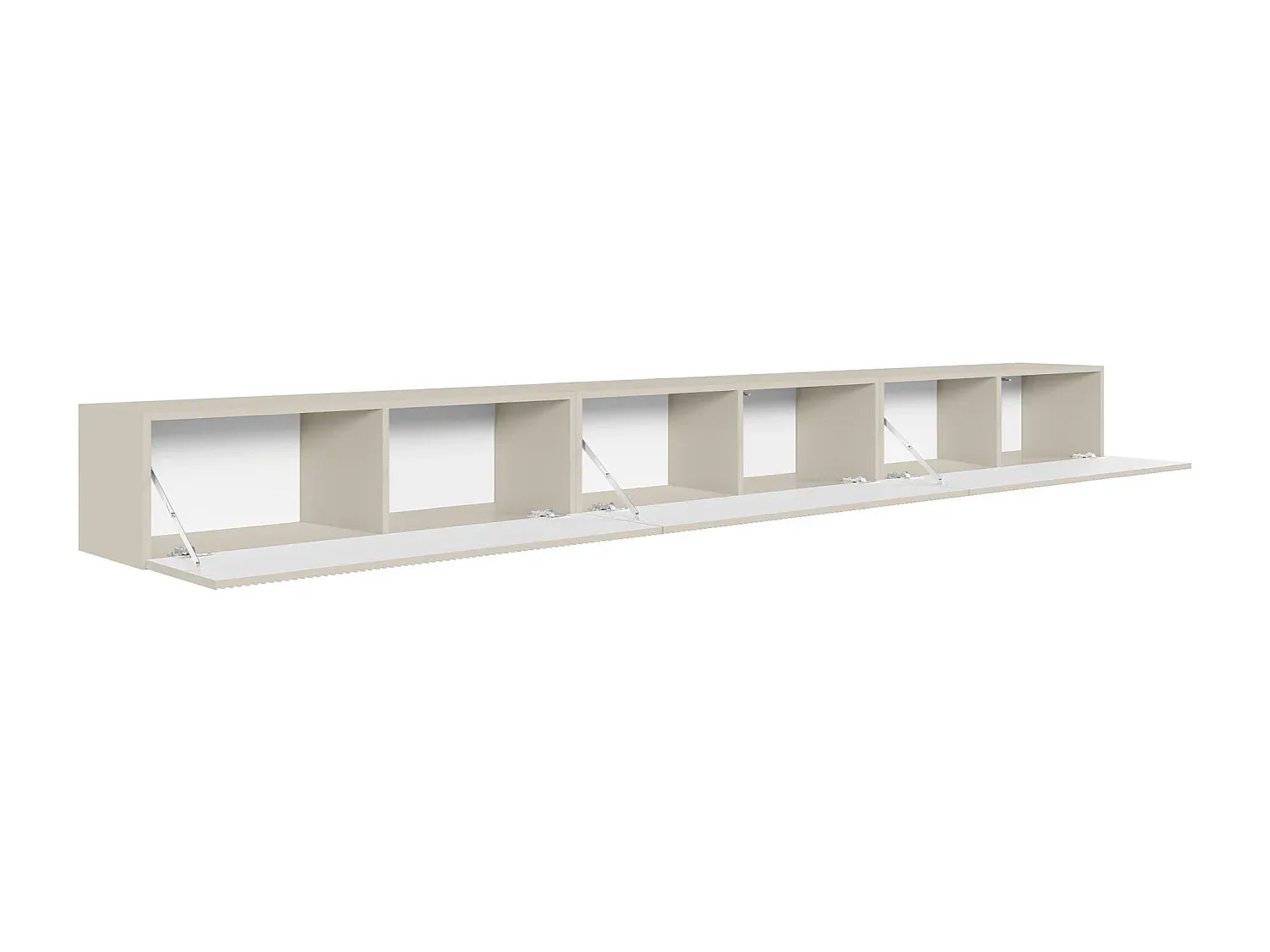 Hängendes TV-Lowboard mit geriffelten Fronten, 300 cm, Greige-nestelivoa.com