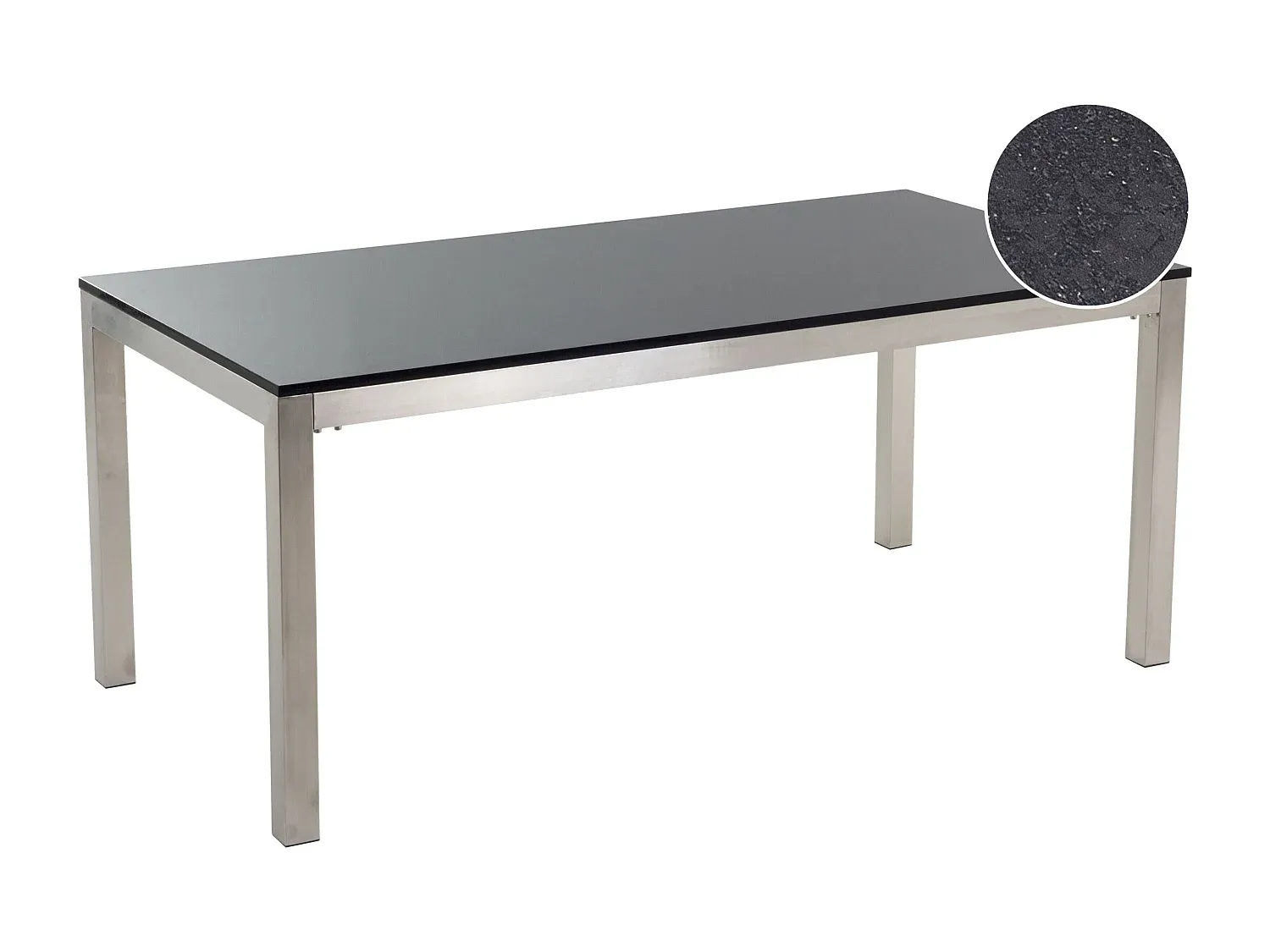 Schwarzer Gartentisch aus Edelstahl und Naturstein 180 x 90 cm-nestelivoa.com