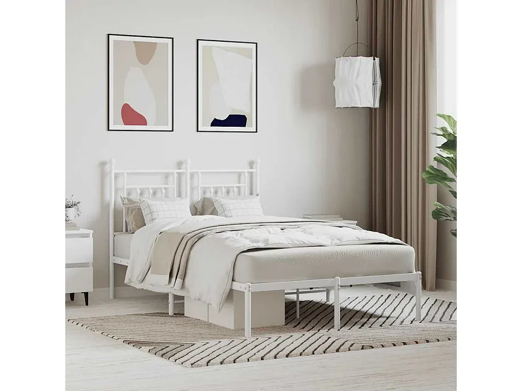 Metallbett mit Kopfteil Weiß 120x190 cm-nestelivoa.com