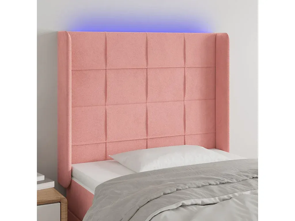 Samt Bettkopfteil mit LED, Rosa, Verstellbar-nestelivoa.com