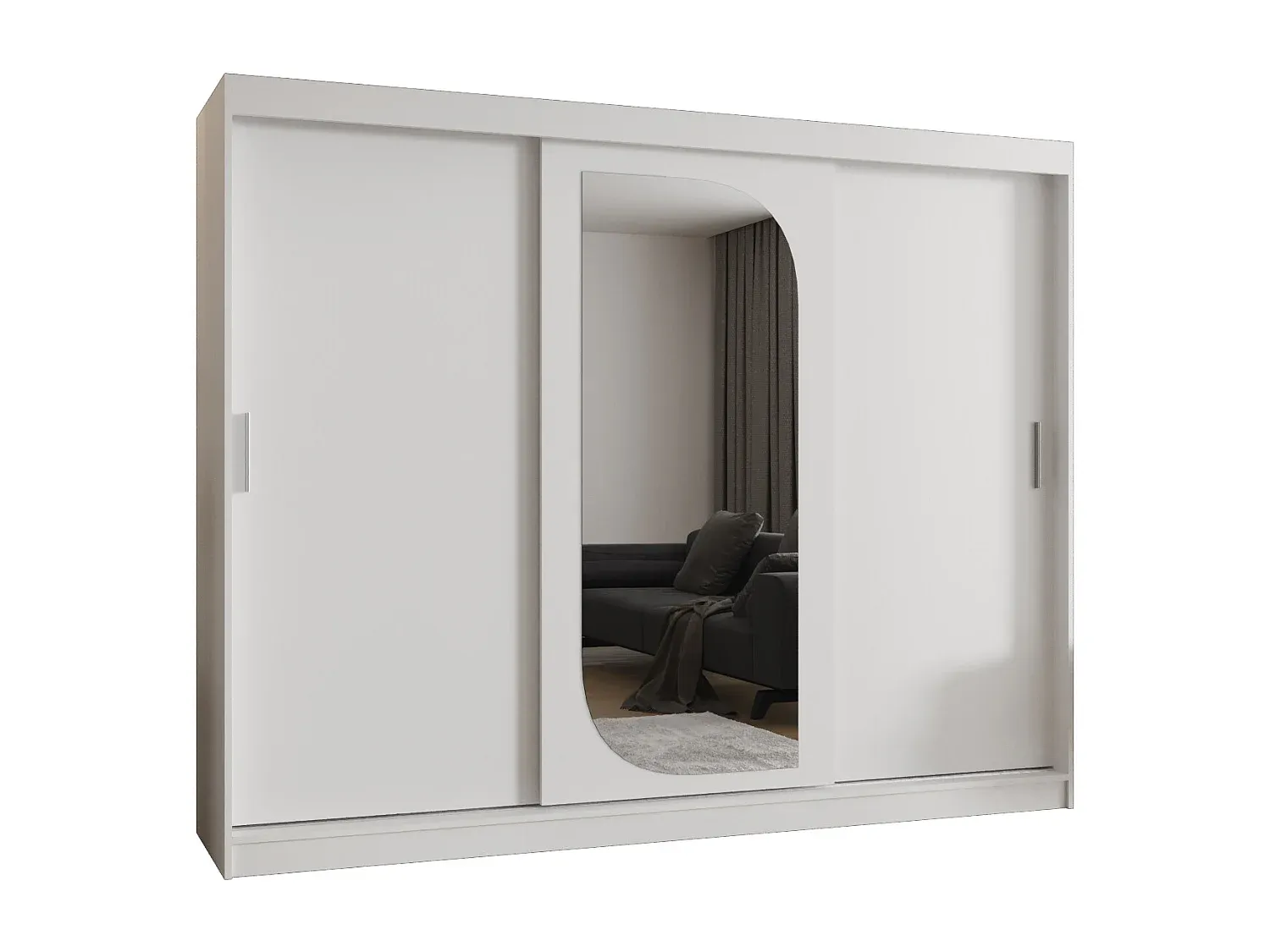Großer Schwebetürenschrank mit drei Türen in Weiß-nestelivoa.com