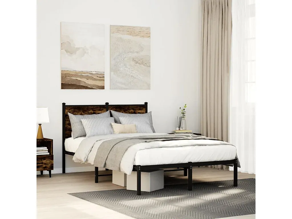 Stilvolles Bettgestell aus Räuchereiche 120x200 cm-nestelivoa.com