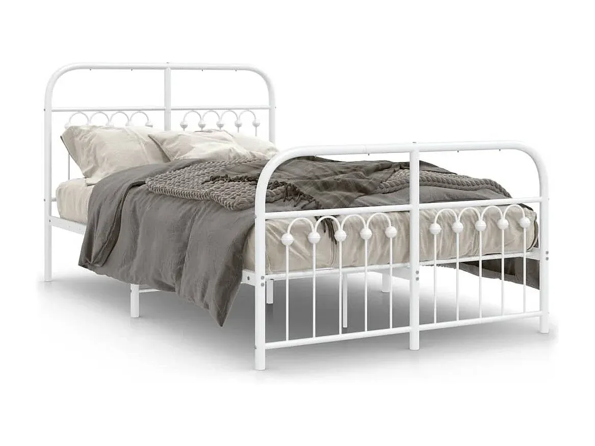Metallbett mit Kopf- und Fußteil 120x200 cm Weiß-nestelivoa.com
