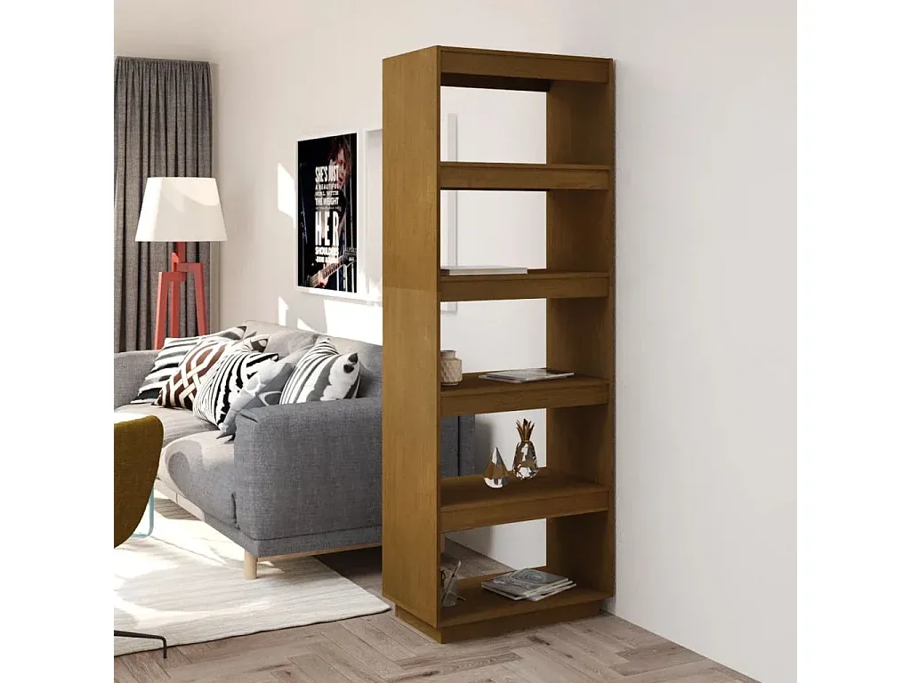 Holzregal mit Fächern in Honigbraun-nestelivoa.com