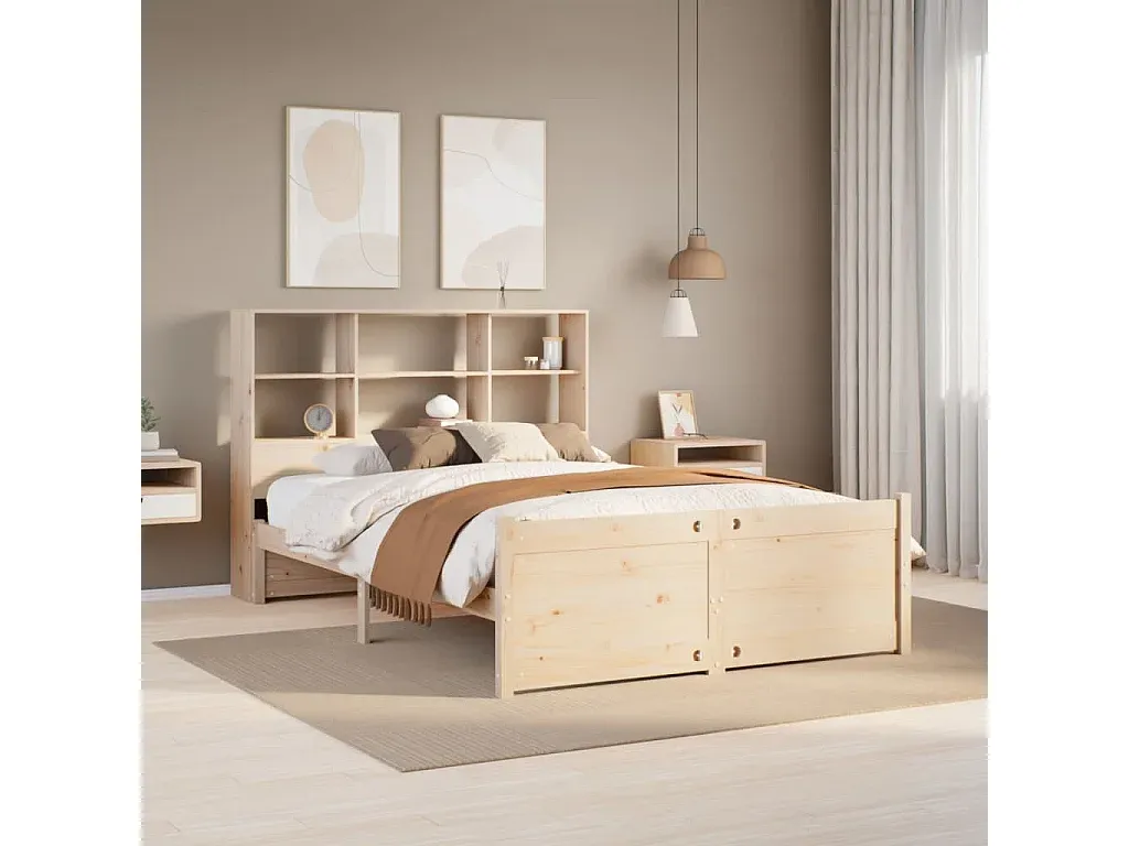 Holzbett mit Regalplatz 140x200 cm-nestelivoa.com