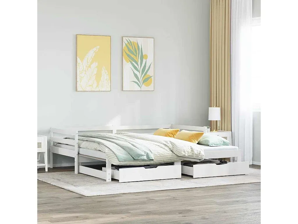 Weißes Tagesbett mit Stauraum 90x200 cm-nestelivoa.com