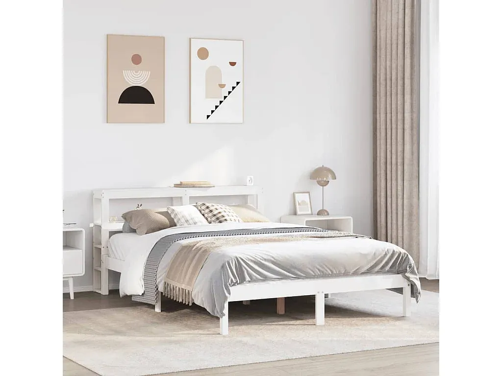 Holzbett ohne Matratze Weiß 135x190 cm-nestelivoa.com