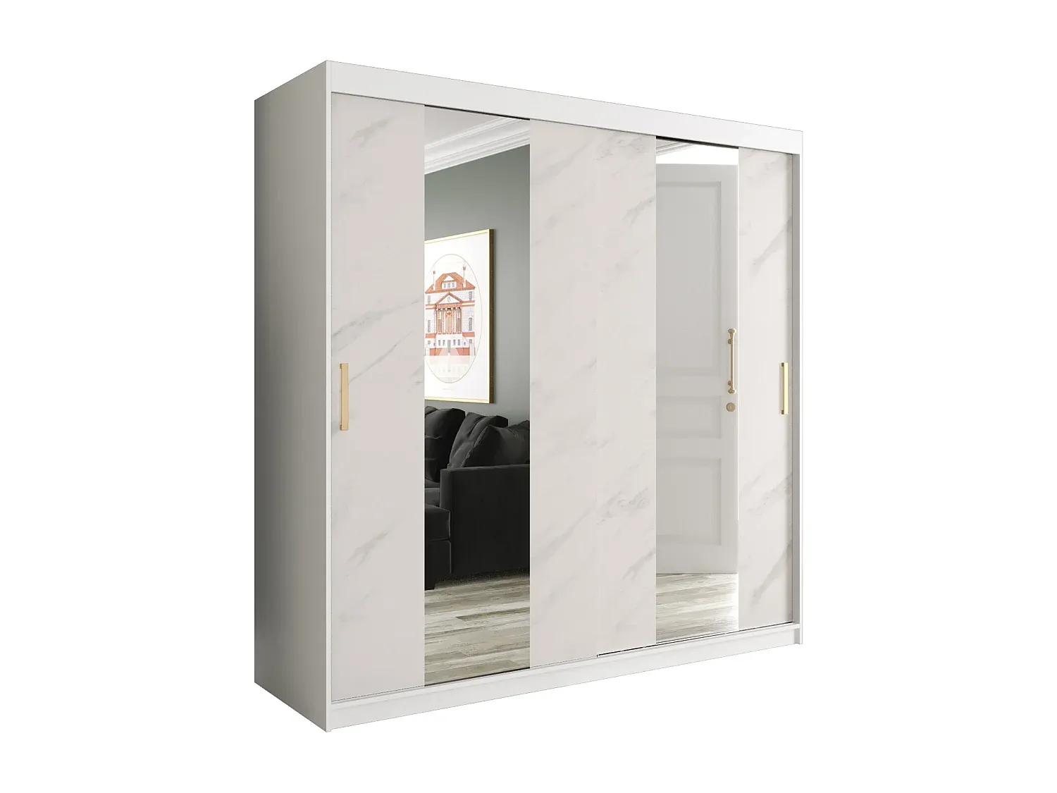 Moderner Schwebetürenschrank in Weiß-nestelivoa.com