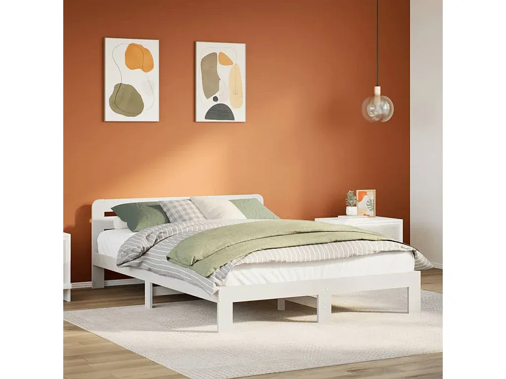 Bett aus Kiefernholz in Weiß 120x190 cm-nestelivoa.com