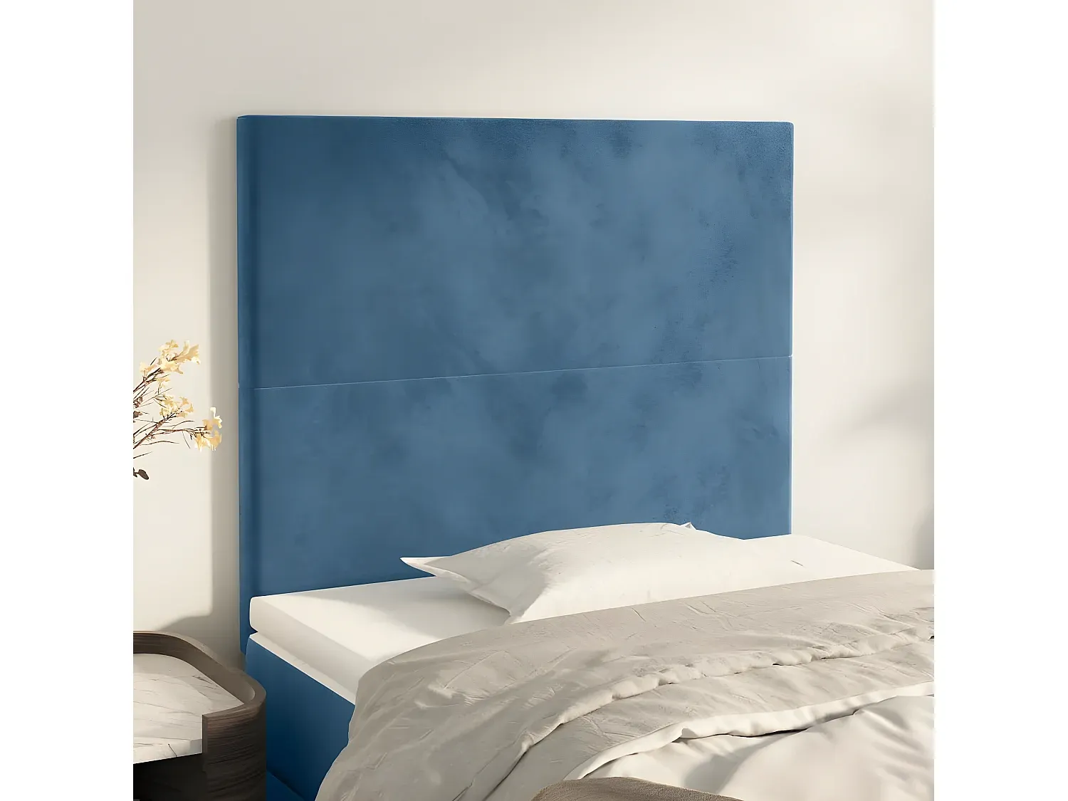 Dunkelblaue Samt-Bettkopfteile 90x5x78/88 cm, 2er-Set-nestelivoa.com