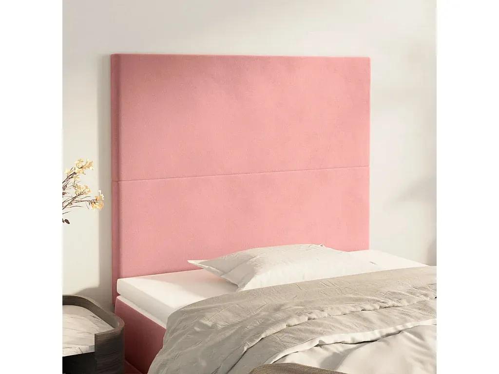 Verstellbares samtiges Kopfteil in Rosa 100x5x78/88 cm-nestelivoa.com