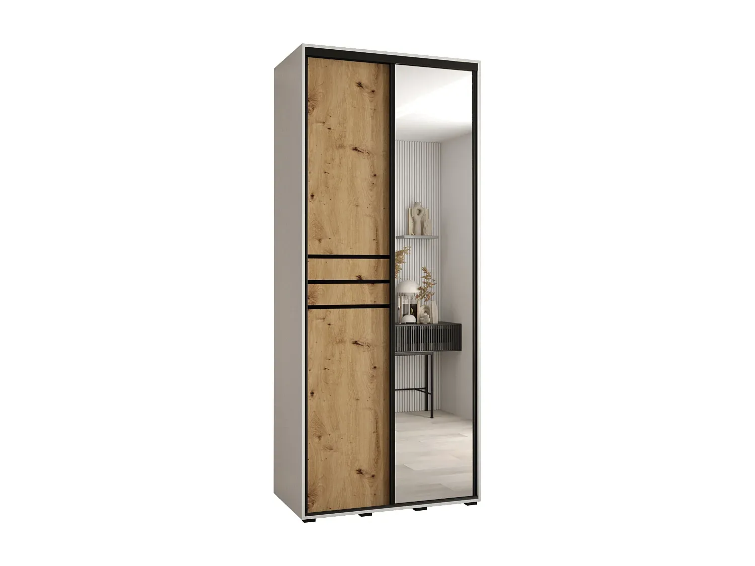 Moderner Kleiderschrank mit Schwebetüren, platzsparend-nestelivoa.com