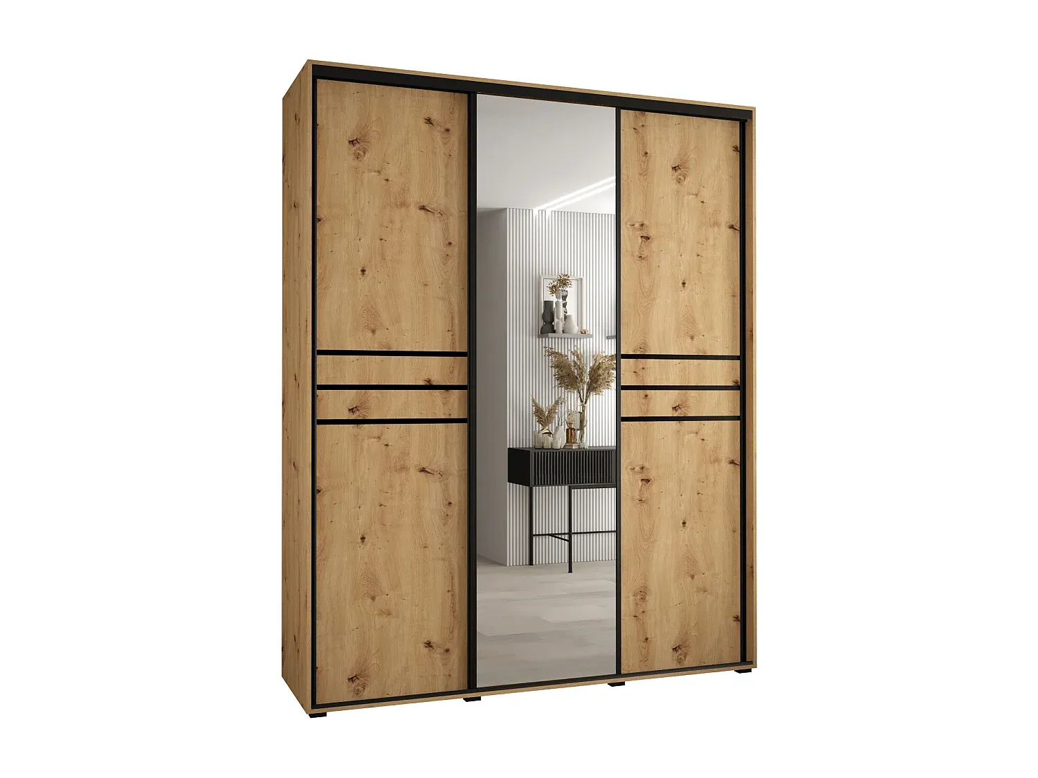 Eleganter Kleiderschrank mit Schwebetüren, 3-türig-nestelivoa.com
