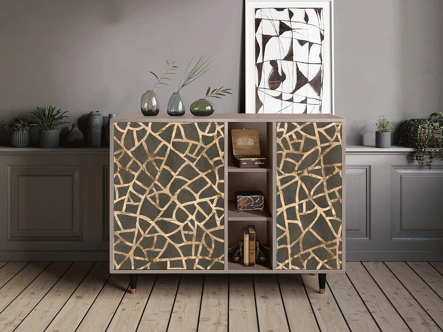 Großes Sideboard mit erweiterten Ablagen, 125x98x48 cm-nestelivoa.com