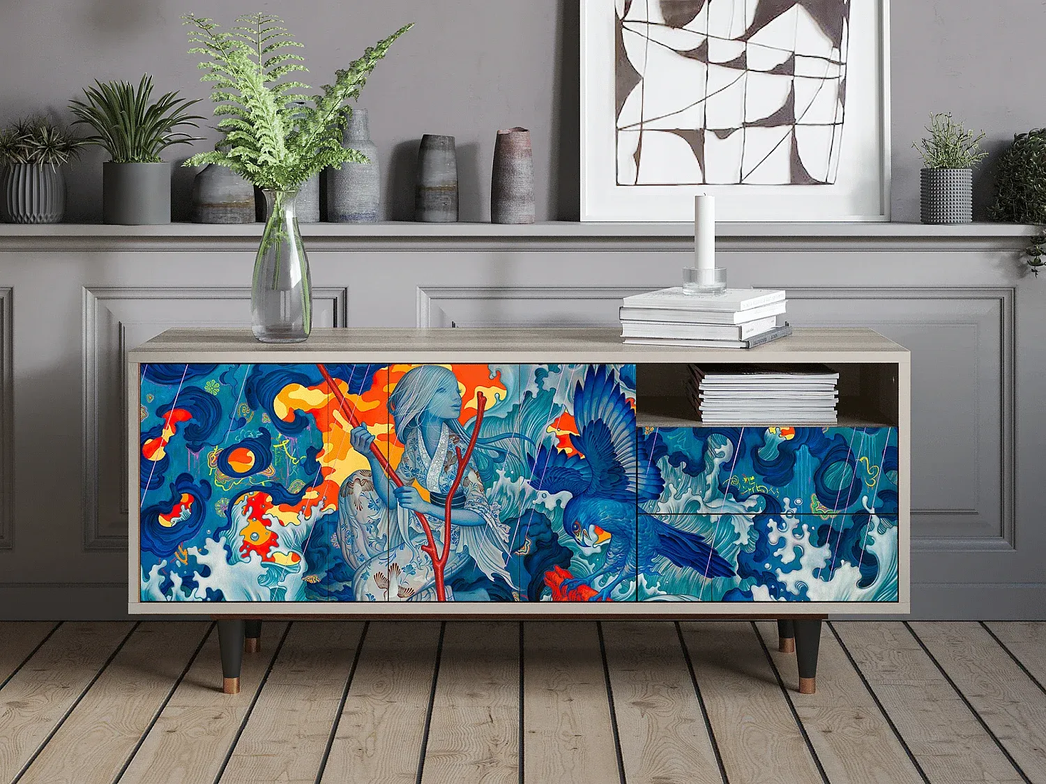 Moderner TV-Schrank mit künstlerischem Design-nestelivoa.com