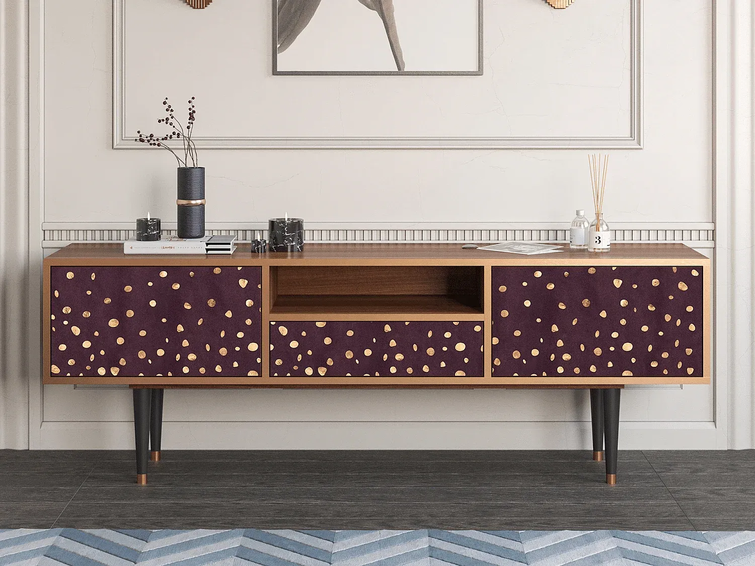 Fernsehschrank in Walnussoptik, 170x59x41 cm-nestelivoa.com