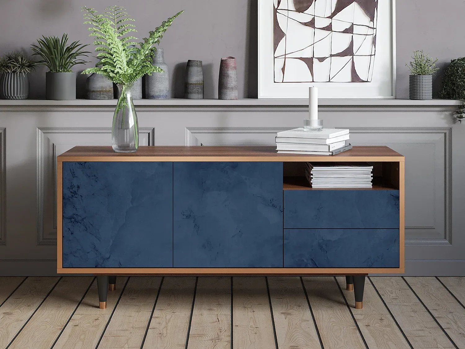 Moderner TV-Schrank mit Stauraum, Walnuss-nestelivoa.com