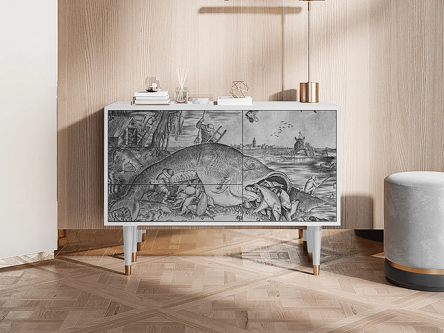 Moderner Sideboard in Weiß mit Einzigartigem Design-nestelivoa.com