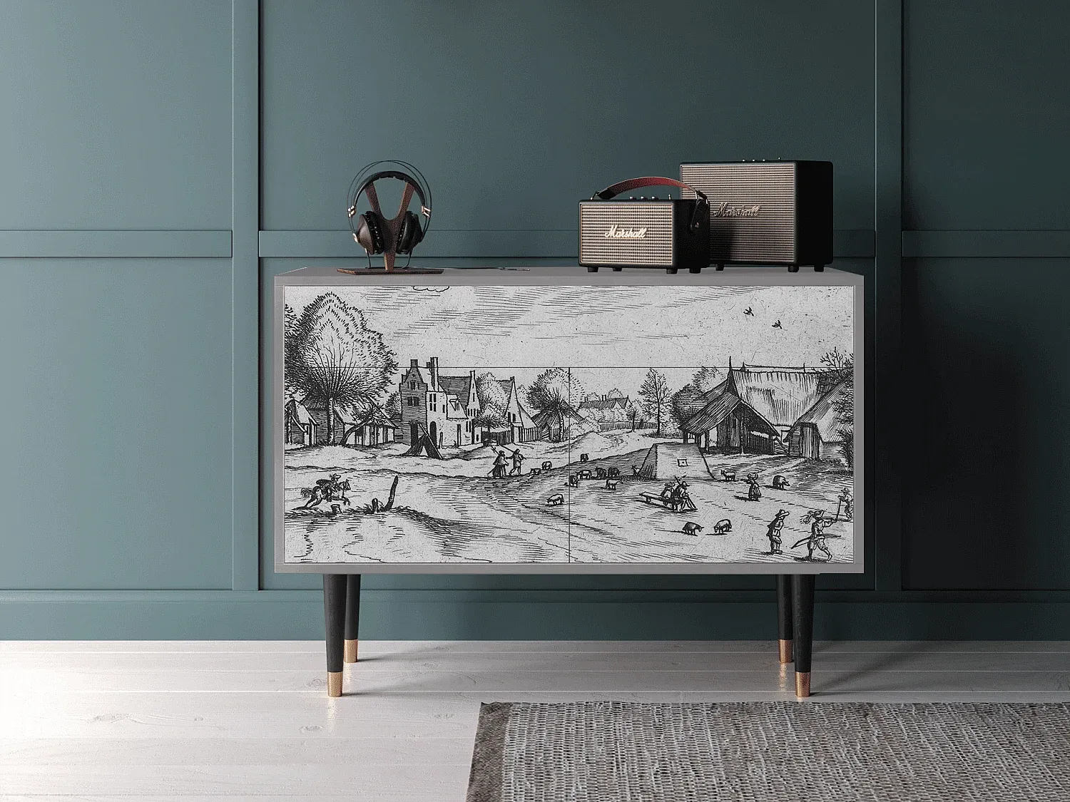 Landhausstil Sideboard, Grau, 115x85x48 cm-nestelivoa.com