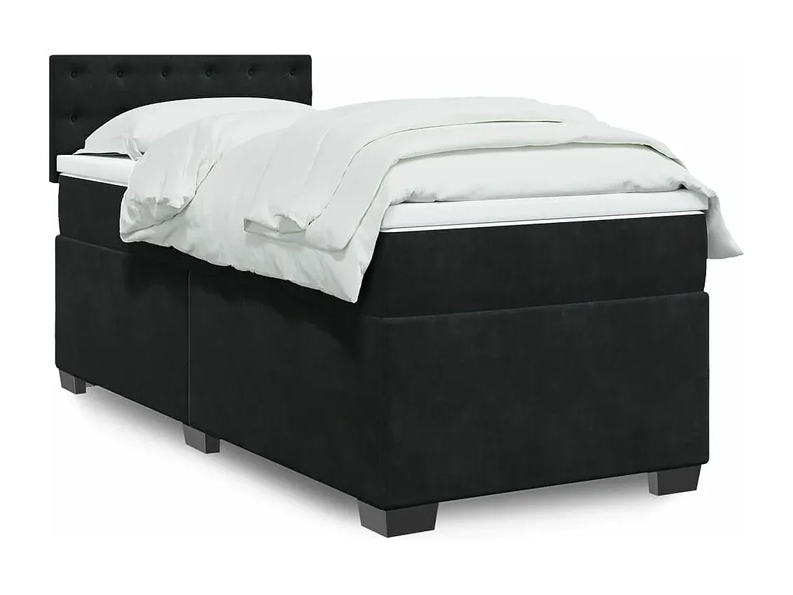 Luxuriöses Samt-Boxspringbett in Schwarz 100x200 cm-nestelivoa.com