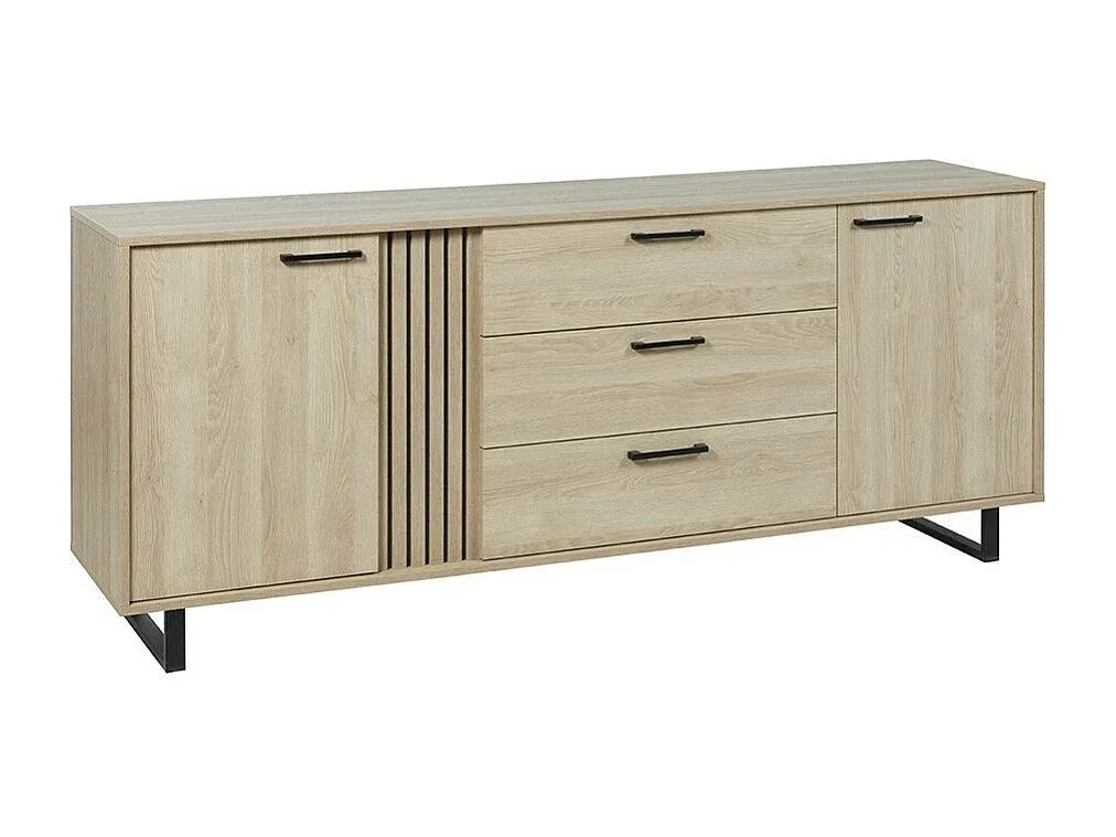 Modernes Wohnzimmer-Buffet mit Türen und Schubladen in Eichenoptik-nestelivoa.com