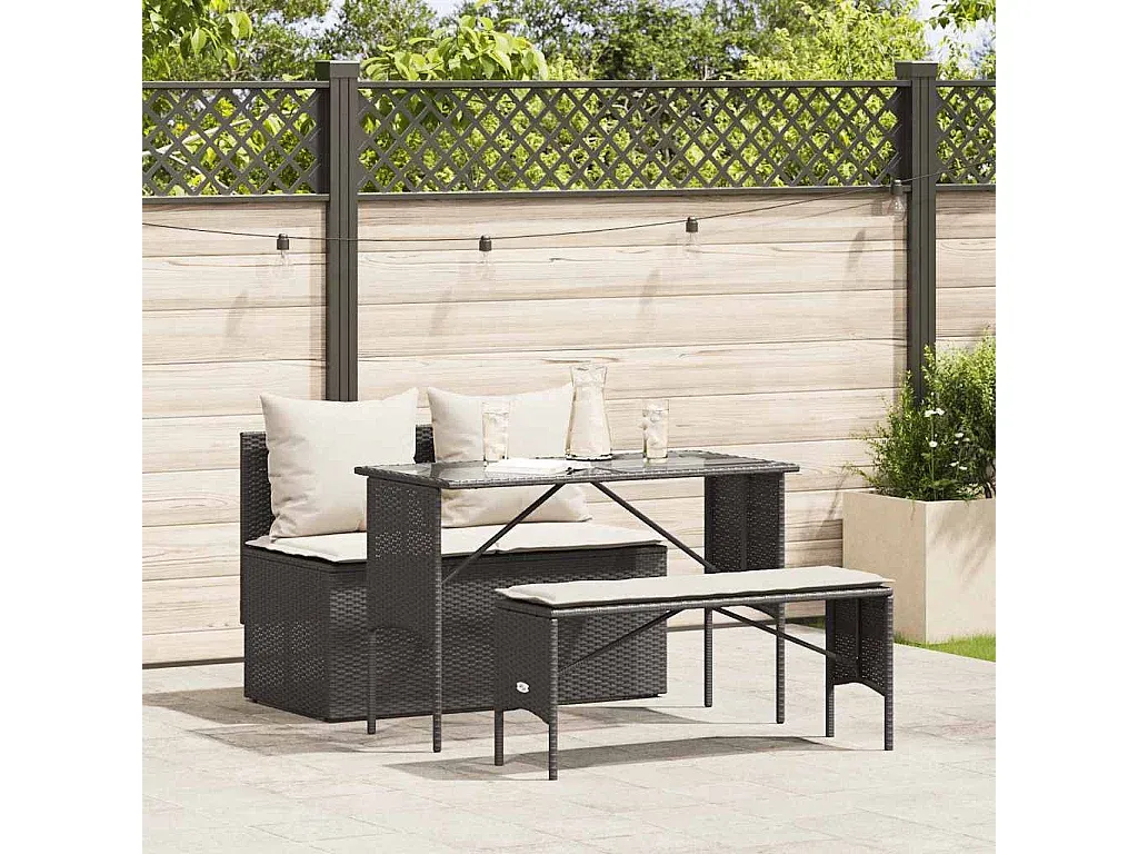 Moderne Garten-Essgruppe mit Kissen Schwarz-nestelivoa.com