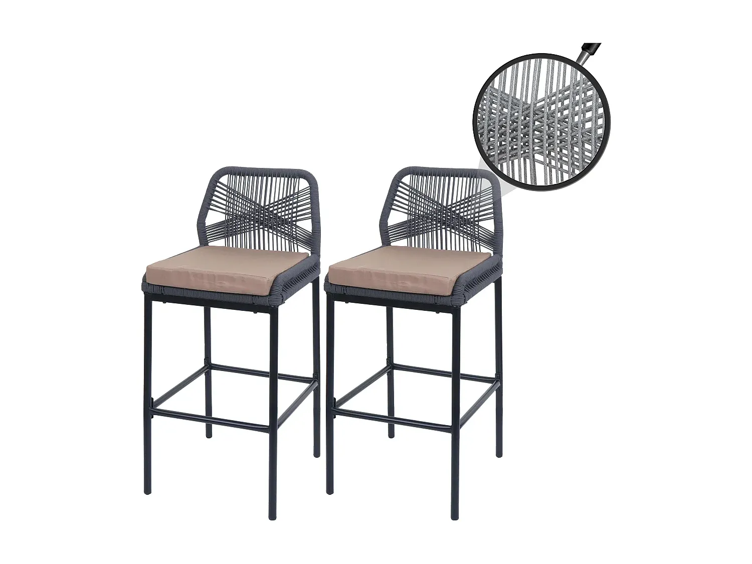 Moderner Barhocker-Satz, anthrazit mit taupe Kissen-nestelivoa.com
