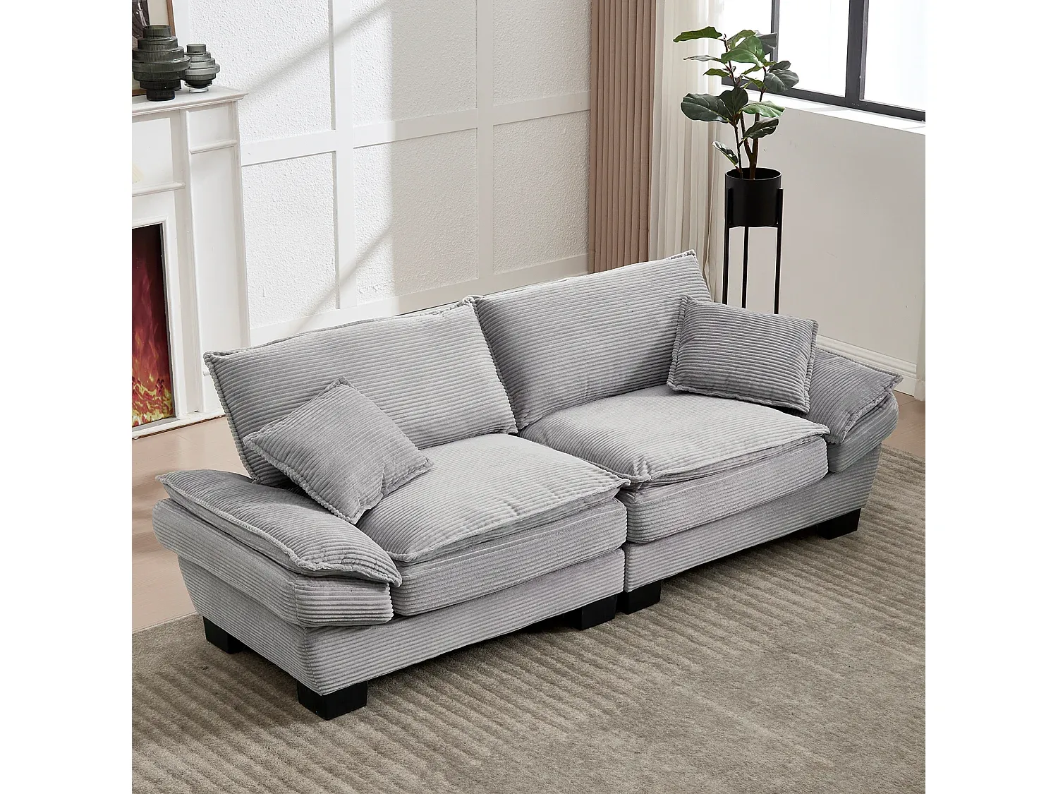 Bequemes Zweisitzer-Sofa in Hellgrau mit Kissen-nestelivoa.com