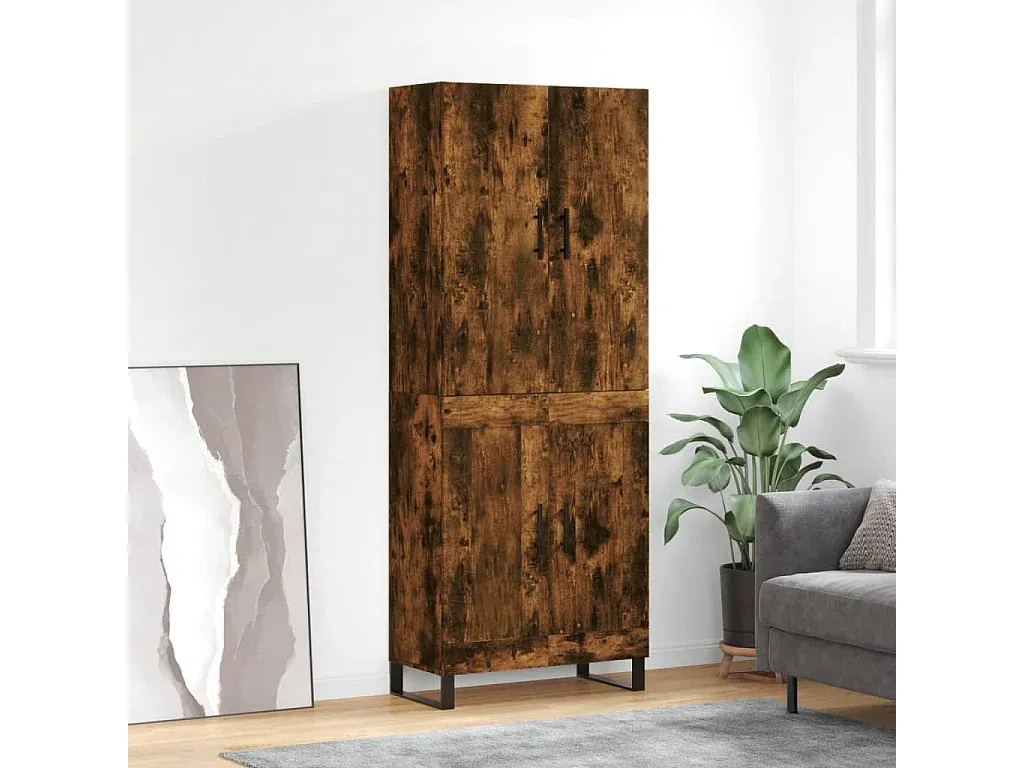 Stilvolles Highboard aus Räuchereiche, 70x35x180 cm-nestelivoa.com