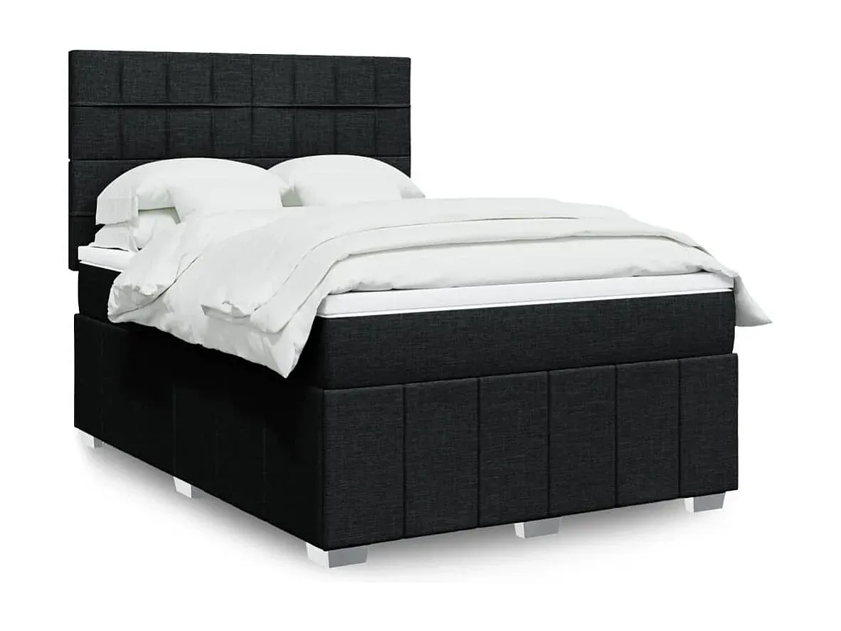 Komfortables Polsterbett mit Matratze Schwarz 140x200 cm-nestelivoa.com