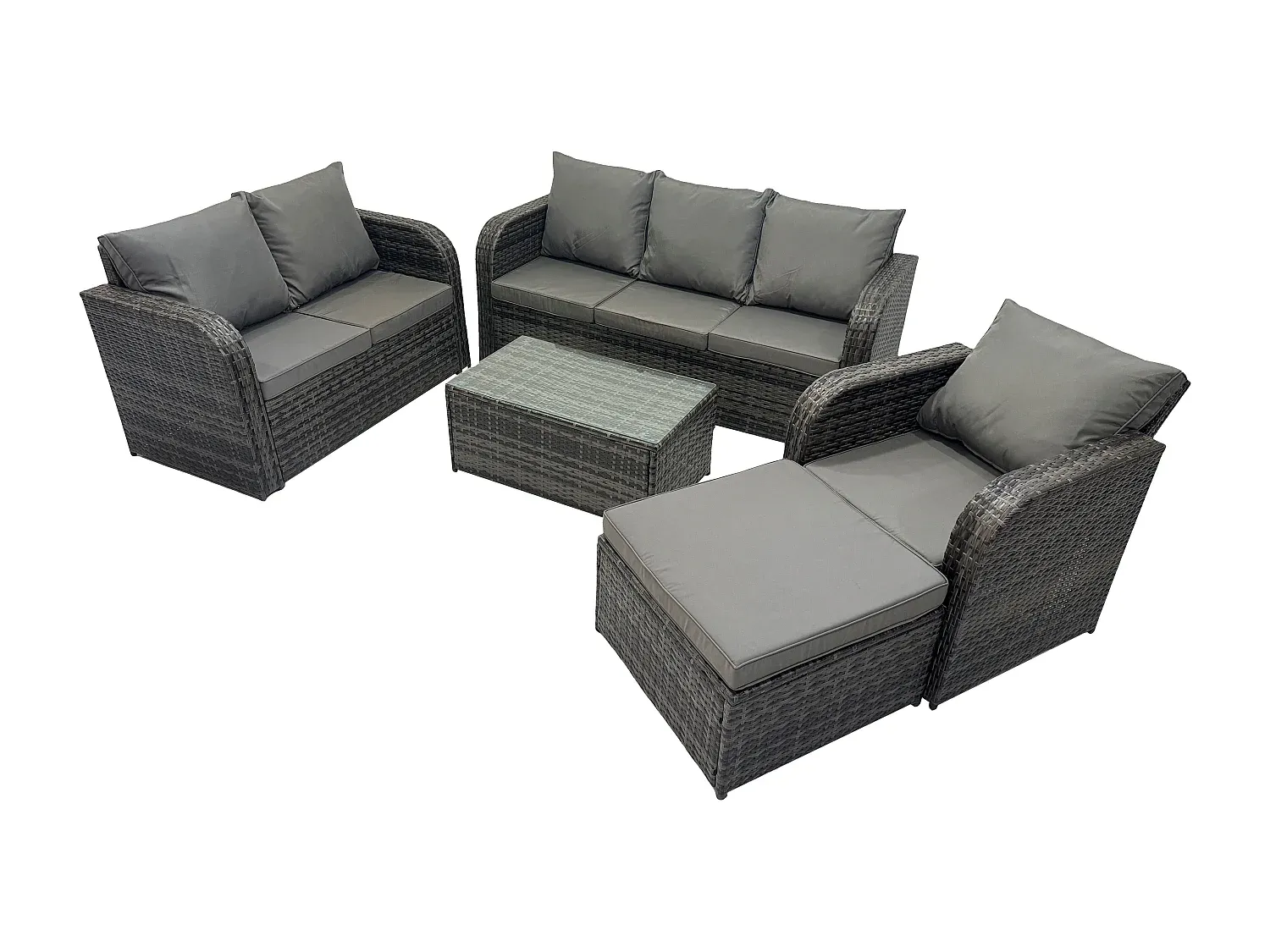 7-Sitzer Balkonmöbel Set mit Couchtisch und Liegestühlen-nestelivoa.com