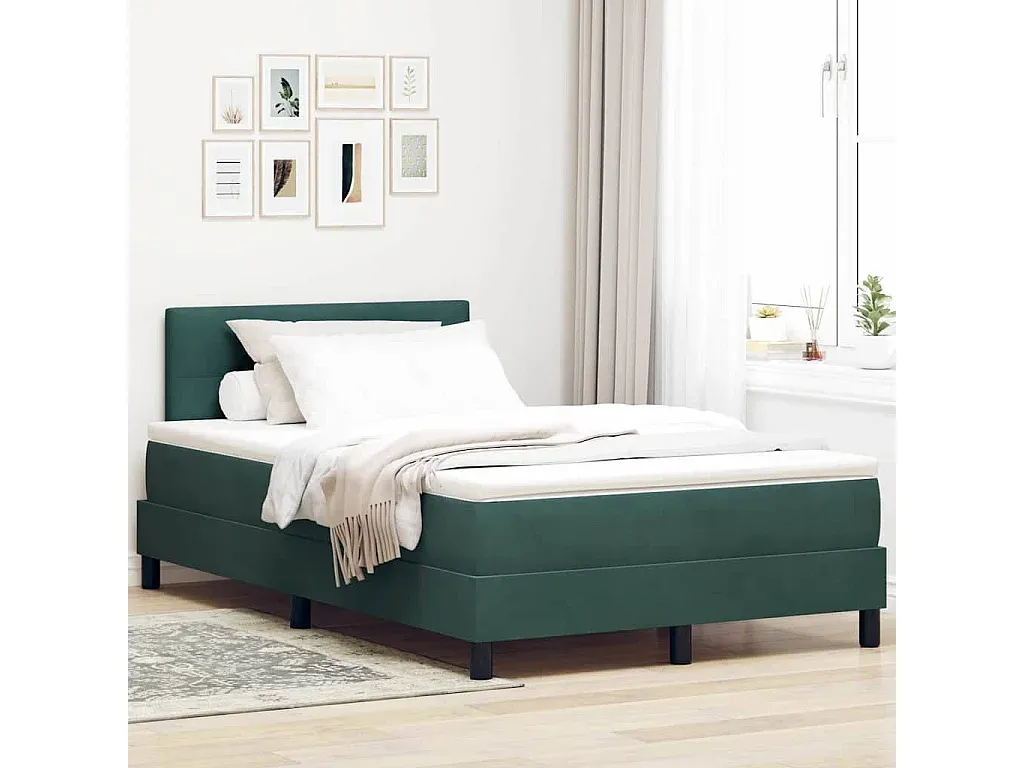 Komfortables Boxspringbett in Dunkelgrün, 120 x 200 cm-nestelivoa.com