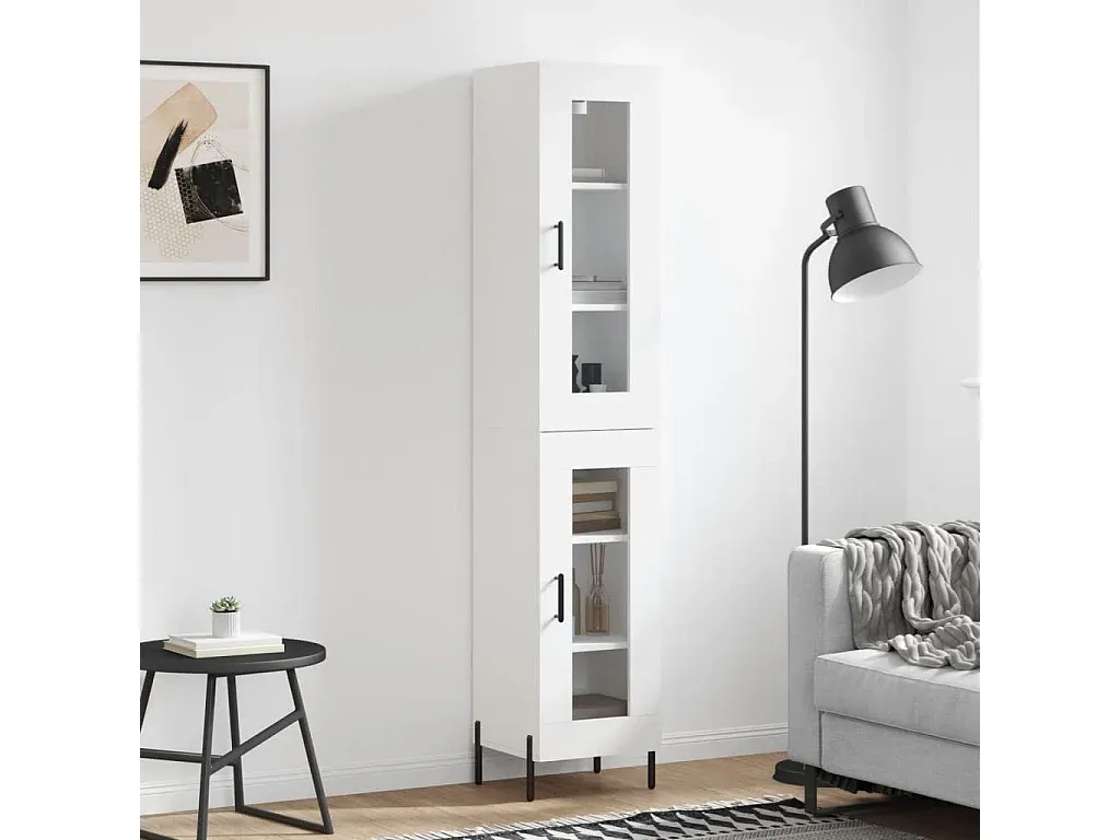 Moderner Hochkommode Weiß aus Holzwerkstoff 34,5x34x180 cm-nestelivoa.com