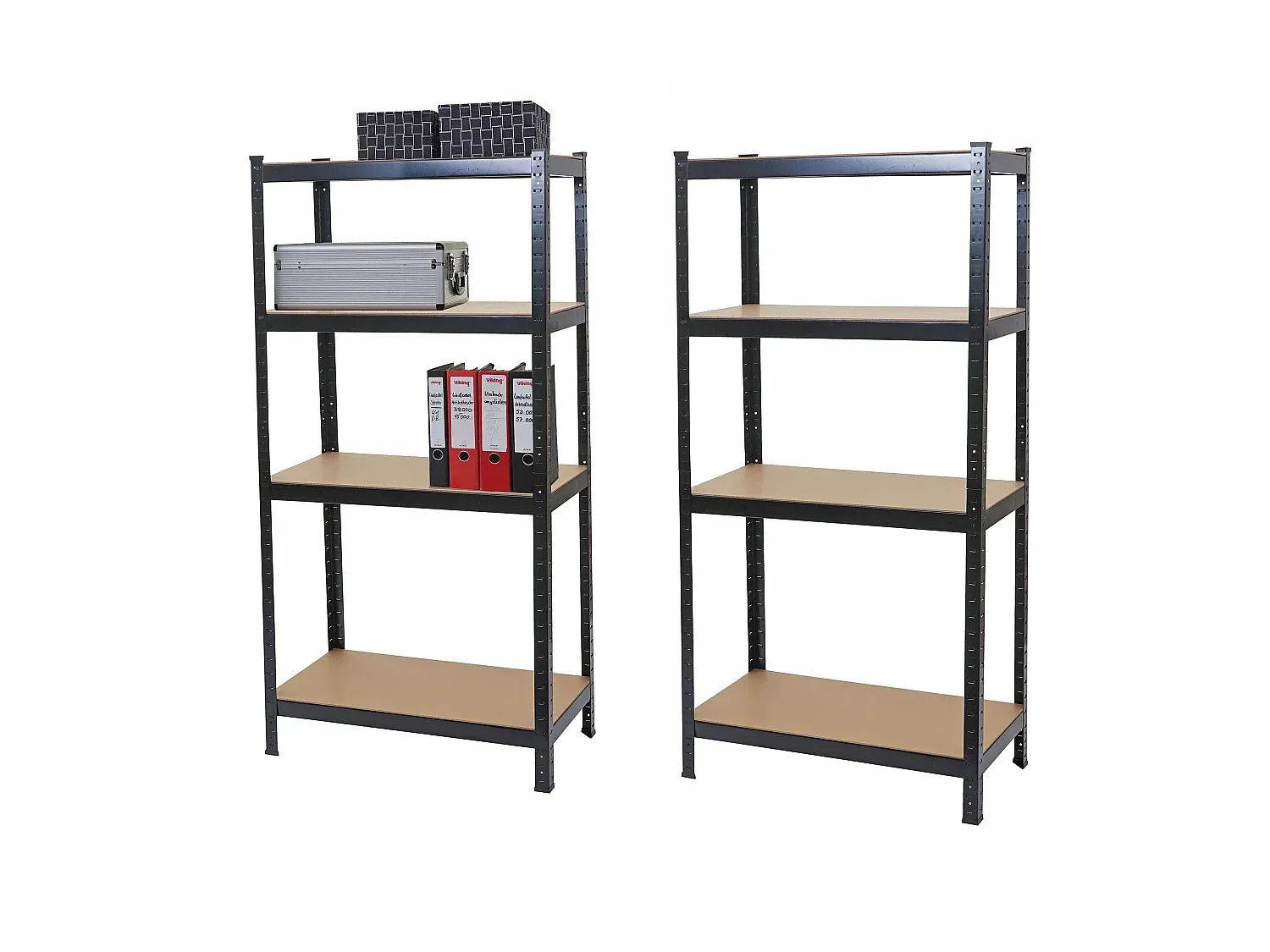 Höhenverstellbares Metallregal, Set aus 2, Schwarz-nestelivoa.com