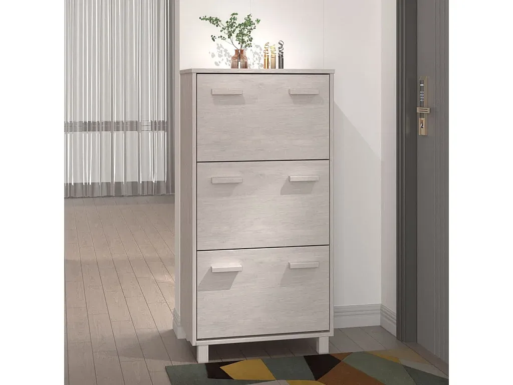 Massivholz Schuhschrank Weiß 60x35x117 cm-nestelivoa.com