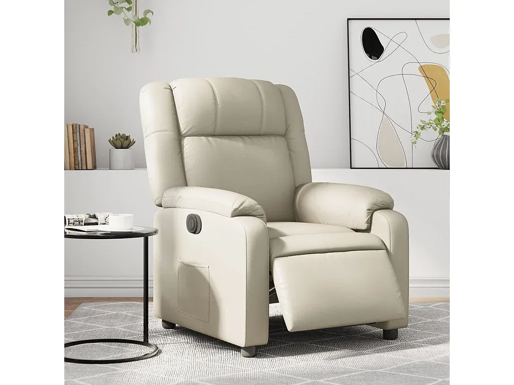 Elektrischer Relaxsessel aus Kunstleder in Creme-nestelivoa.com