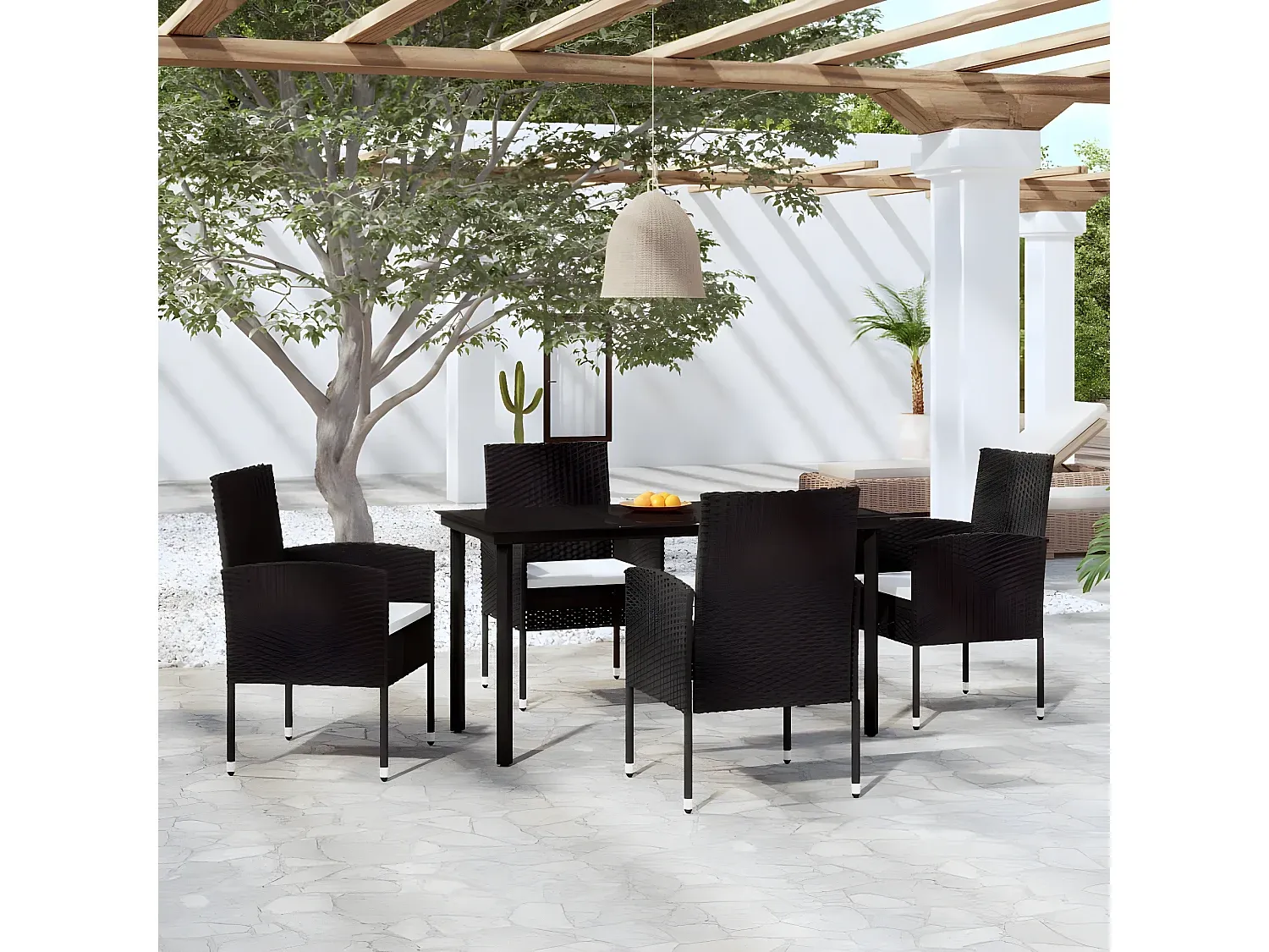 Moderne 5-teilige Garten-Essgruppe in Schwarz-nestelivoa.com