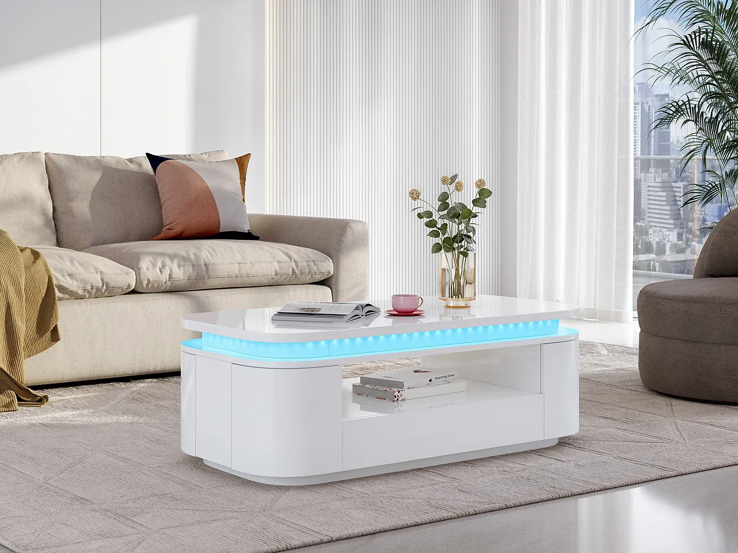Moderner Couchtisch mit LED-Beleuchtung und Stauraum-nestelivoa.com