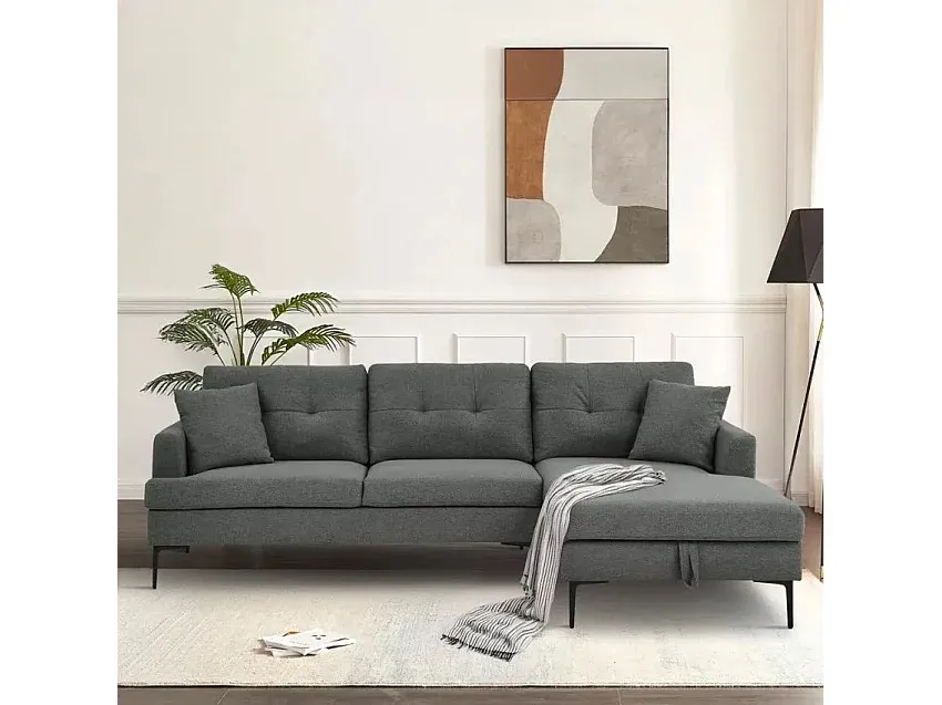 Modulares 3-Sitzer Ecksofa mit Stauraum - Dunkelgrau-nestelivoa.com