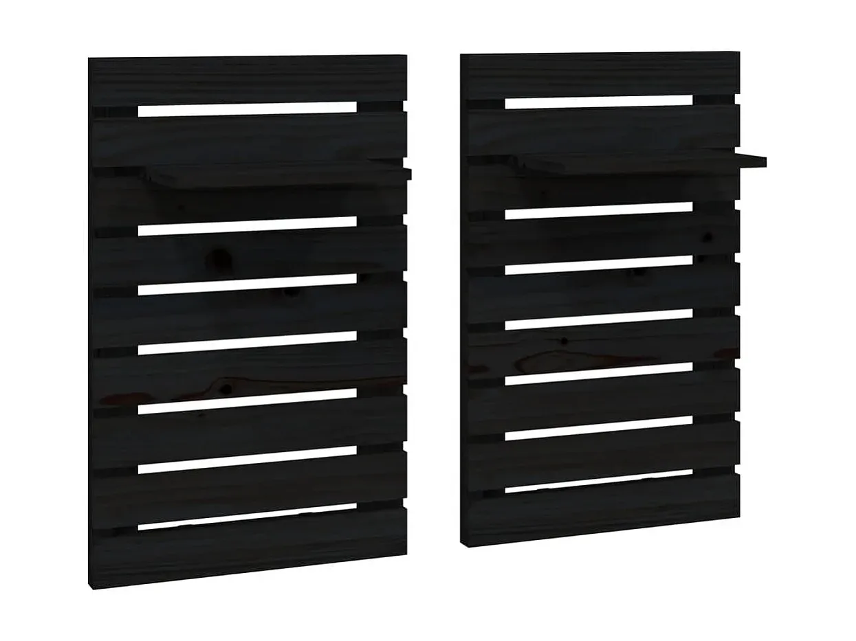 Zweier-Set Wandnachttische aus Schwarz Kiefernholz-nestelivoa.com