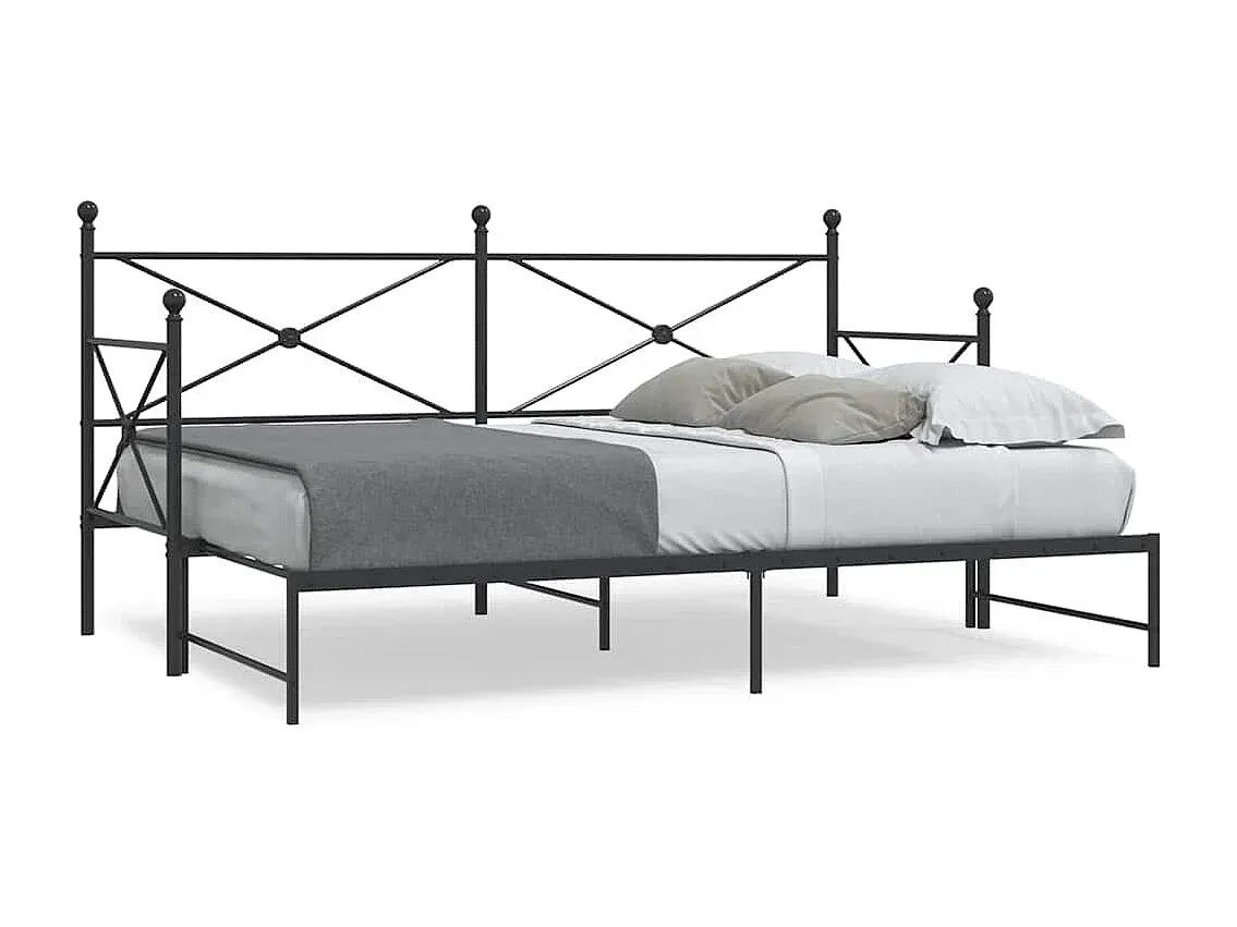 Ausziehbares Stahl-Tagesbett 80x200 cm Schwarz-nestelivoa.com