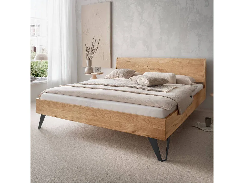 Industrie-Design Holzbett für zwei Personen mit Metallgestell-nestelivoa.com